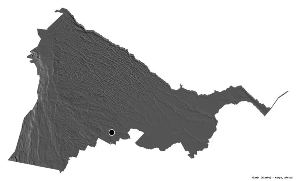 Tvar Kiambu Okres Keňa Hlavním Městem Izolovaným Bílém Pozadí Mapa — Stock fotografie