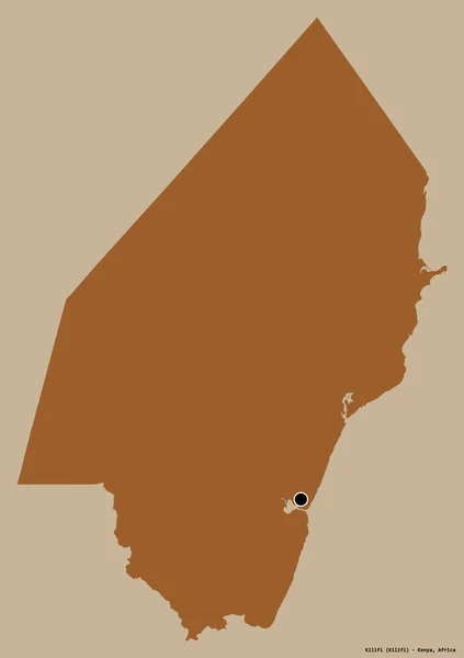 肯尼亚基里菲县的形状 其首府被隔离在纯色的背景下 图形纹理的组成 3D渲染 — 图库照片