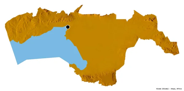 Форма Кисуму Графства Кения Столицей Изолированной Белом Фоне Топографическая Карта — стоковое фото