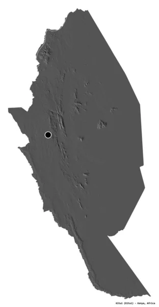 Forma Kitui Condado Kenia Con Capital Aislada Sobre Fondo Blanco — Foto de Stock