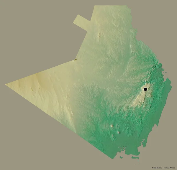 ケニアの県クワレの形で その首都はしっかりとした色の背景に隔離されています 地形図 3Dレンダリング — ストック写真