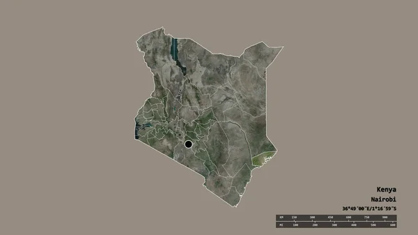 Desaturated Shape Kenya Its Capital Main Regional Division Separated Lamu — Stock Photo, Image