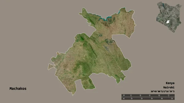 Forma Machakos Condado Quênia Com Sua Capital Isolada Fundo Sólido — Fotografia de Stock
