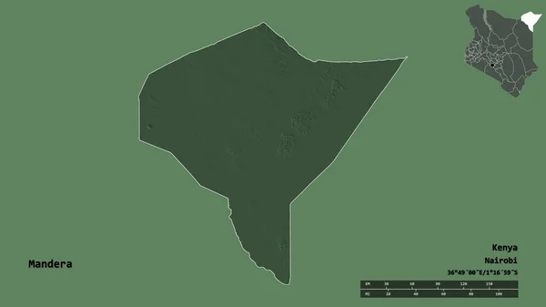 Shape Mandera County Kenya Mit Seiner Hauptstadt Isoliert Auf Festem — Stockfoto