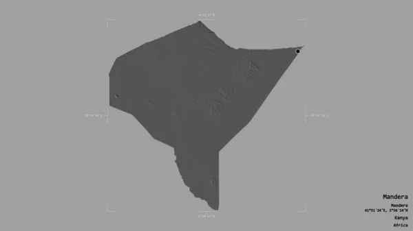 Area Mandera County Kenya Isolated Solid Background Georeferenced Bounding Box — Stock Photo, Image