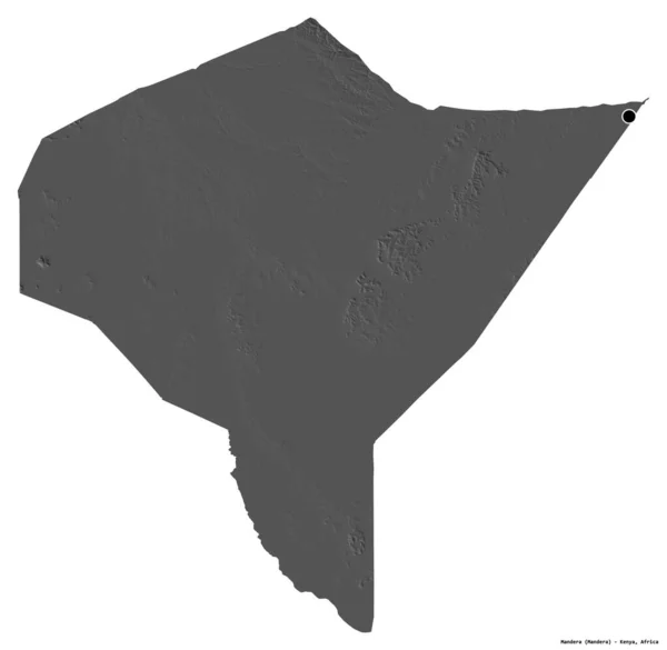 Tvar Mandery Keňského Hrabství Hlavním Městem Izolovaným Bílém Pozadí Mapa — Stock fotografie