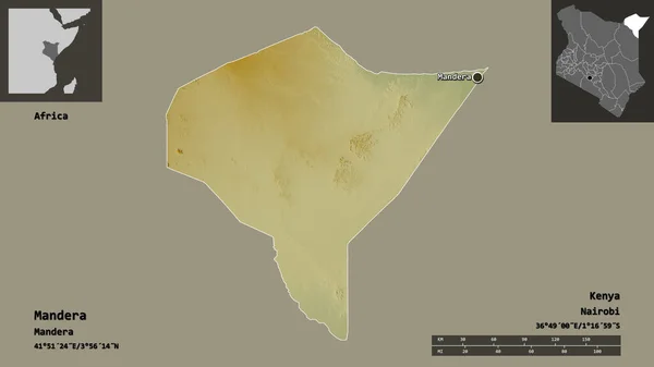 Σχήμα Της Mandera Κομητεία Της Κένυας Και Την Πρωτεύουσα Της — Φωτογραφία Αρχείου