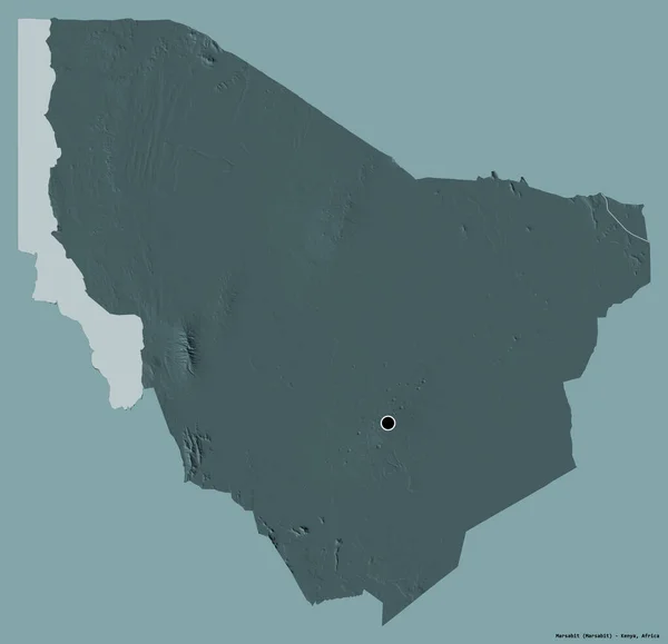 Forma Marsabit Condado Kenia Con Capital Aislada Sobre Fondo Color —  Fotos de Stock