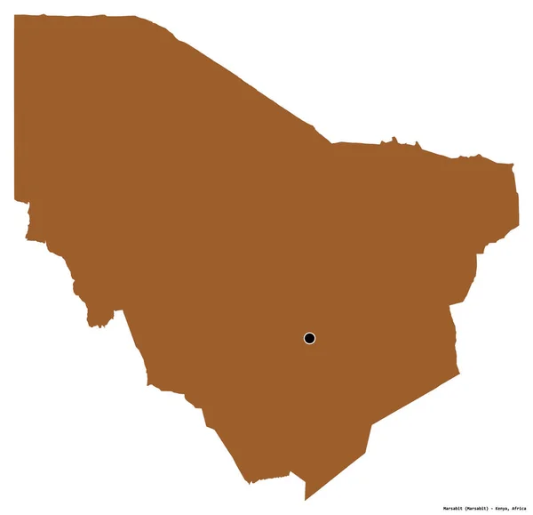 ケニアの郡マルサビットの形で その首都は白い背景に孤立しています パターン化されたテクスチャの構成 3Dレンダリング — ストック写真