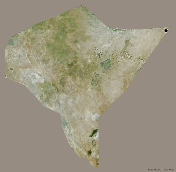 Shape Mandera County Kenya Its Capital Isolated Solid Color Background — Stock Photo, Image