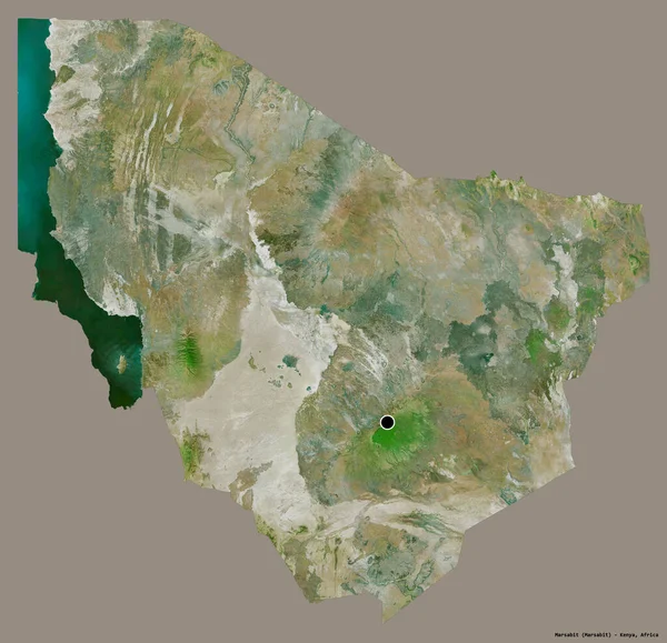 Forma Marsabit Condado Kenia Con Capital Aislada Sobre Fondo Color —  Fotos de Stock