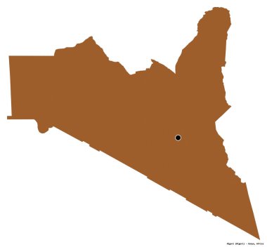 Kenya 'nın Migori ilçesi, başkenti beyaz arka planda izole edilmiştir. Desenli dokuların bileşimi. 3B görüntüleme