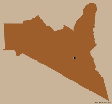 Kenya 'nın Migori ilçesi, başkenti katı renk arkaplanı ile izole edilmiştir. Desenli dokuların bileşimi. 3B görüntüleme