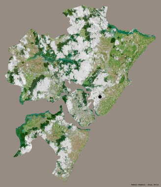 Kenya 'nın Mombasa ilçesi, başkenti katı renk arkaplanı ile izole edilmiştir. Uydu görüntüleri. 3B görüntüleme