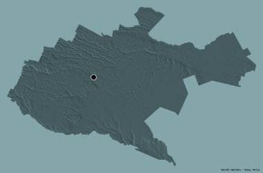 Kenya 'nın Nairobi ilçesi, başkenti katı renk arkaplanı ile izole edilmiştir. Renkli yükseklik haritası. 3B görüntüleme