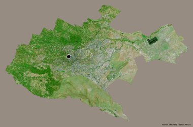 Kenya 'nın Nairobi ilçesi, başkenti katı renk arkaplanı ile izole edilmiştir. Uydu görüntüleri. 3B görüntüleme
