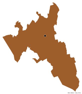 Kenya 'nın Nakuru ilçesi, başkenti beyaz arka planda izole edilmiştir. Desenli dokuların bileşimi. 3B görüntüleme