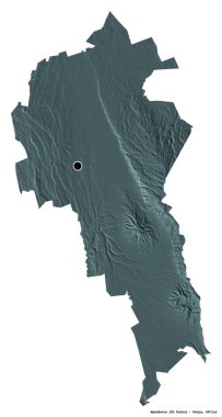 Kenya 'nın başkenti Nyandarua' nın beyaz arka planda izole edilmiş hali. Renkli yükseklik haritası. 3B görüntüleme