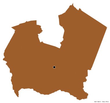 Kenya 'nın başkenti Nyeri' nin beyaz arka planda izole edilmiş hali. Desenli dokuların bileşimi. 3B görüntüleme