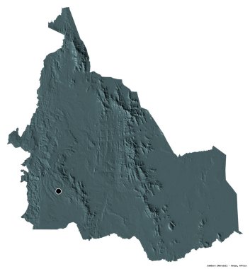 Kenya 'nın başkenti Samburu' nun beyaz arka planda izole edilmiş hali. Renkli yükseklik haritası. 3B görüntüleme