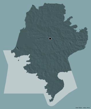 Kenya 'nın Siaya ilçesi, başkenti katı renk arkaplanı ile izole edilmiştir. Renkli yükseklik haritası. 3B görüntüleme