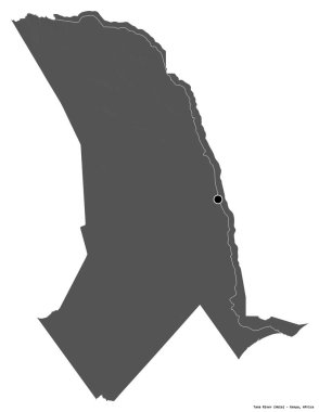 Kenya 'nın başkenti Tana Nehri' nin beyaz arka planda izole edilmiş hali. Çift seviyeli yükseklik haritası. 3B görüntüleme