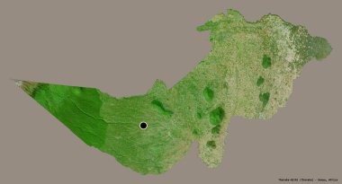 Kenya 'nın Tharaka-Nithi ilçesi, başkenti katı renk arkaplanı ile izole edilmiştir. Uydu görüntüleri. 3B görüntüleme