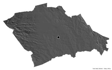 Kenya 'nın Trans Nzoia ilçesi, başkenti beyaz arka planda izole edilmiştir. Çift seviyeli yükseklik haritası. 3B görüntüleme