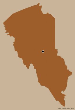 Kenya 'nın Turkana ilçesi, başkenti katı renk arkaplanı ile izole edilmiştir. Desenli dokuların bileşimi. 3B görüntüleme