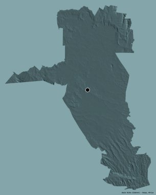 Kenya 'nın Uasin Gishu ilçesi, başkenti katı renk arkaplanı ile izole edilmiştir. Renkli yükseklik haritası. 3B görüntüleme
