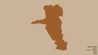 Kenya 'nın Uasin Gishu bölgesinde, sağlam bir arka planda izole edilmiş bir sınır kutusunda. Etiketler. Desenli dokuların bileşimi. 3B görüntüleme