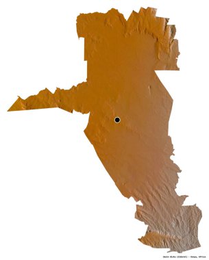 Kenya 'nın başkenti Uasin Gishu' nun beyaz arka planda izole edilmiş hali. Topografik yardım haritası. 3B görüntüleme