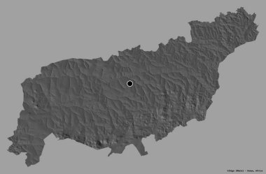 Kenya 'nın Vihiga ilçesi, başkenti katı renk arkaplanı ile izole edilmiştir. Çift seviyeli yükseklik haritası. 3B görüntüleme