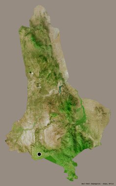 Kenya 'nın West Pokot ilçesi, başkenti katı renk arkaplanı ile izole edilmiştir. Uydu görüntüleri. 3B görüntüleme