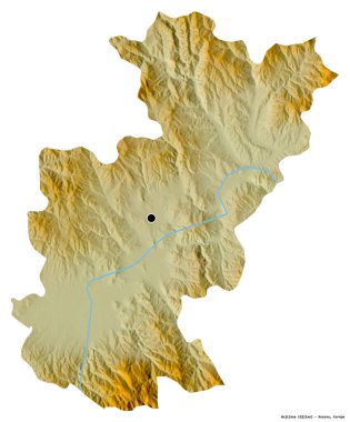 Kosova 'nın Gnjilane semti, başkenti beyaz arka planda izole edilmiş durumda. Topografik yardım haritası. 3B görüntüleme