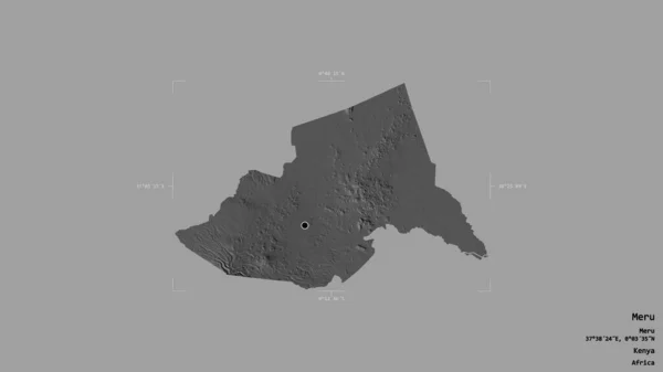 肯尼亚Meru县的一个地区 在一个地理参考方块中被隔离在坚实的背景下 Bilevel高程图 3D渲染 — 图库照片