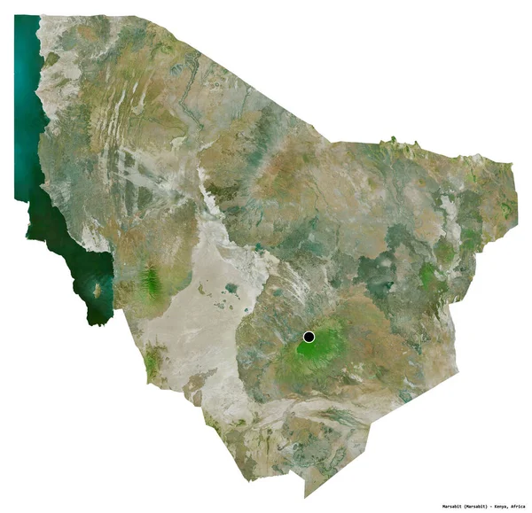 Форма Марсабіт Графство Кенія Столицею Ізольованою Білому Тлі Супутникові Знімки — стокове фото