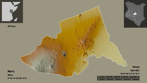 Shape Meru County Kenya Its Capital Distance Scale Previews Labels — Stock Photo, Image