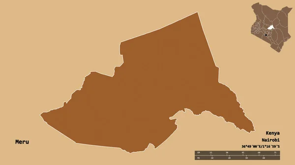 Forma Meru Contea Del Kenya Con Sua Capitale Isolata Uno — Foto Stock