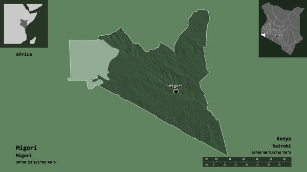 Forma Migori Condado Kenia Capital Escala Distancia Vistas Previas Etiquetas —  Fotos de Stock