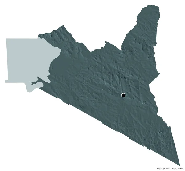 Shape Migori County Kenya Its Capital Isolated White Background Colored — Stock Photo, Image