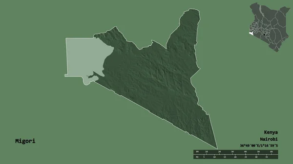 Forma Migori Condado Quênia Com Sua Capital Isolada Fundo Sólido — Fotografia de Stock