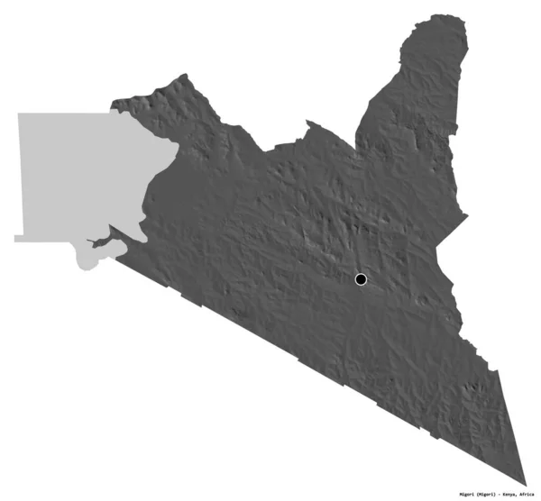 Form Migori Grevskapet Kenya Med Dess Huvudstad Isolerad Vit Bakgrund — Stockfoto