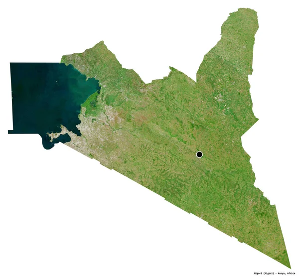 Форма Мигори Графства Кения Столицей Изолированной Белом Фоне Спутниковые Снимки — стоковое фото
