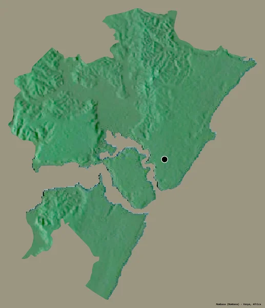 Форма Момбаса Графство Кенія Столицею Ізольованою Суцільному Кольоровому Тлі Карта — стокове фото
