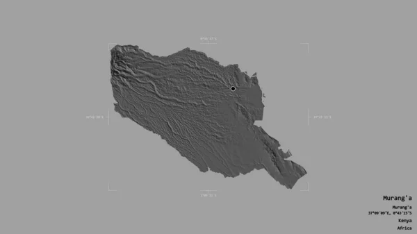 Area Murang County Kenya Isolated Solid Background Georeferenced Bounding Box — Stock Photo, Image