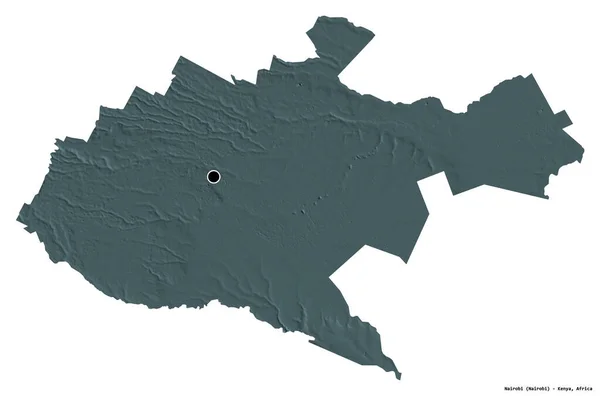 Forma Nairobi Condado Kenia Con Capital Aislada Sobre Fondo Blanco —  Fotos de Stock