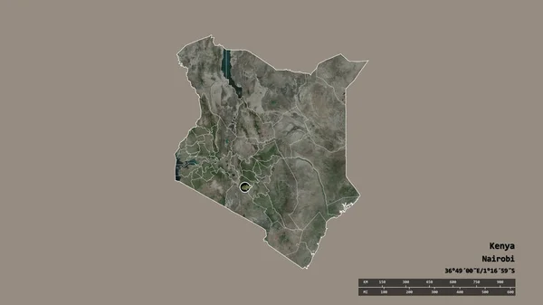 主要地域部門 分離されたナイロビ地域でケニアの荒廃した形 ラベル 衛星画像 3Dレンダリング — ストック写真