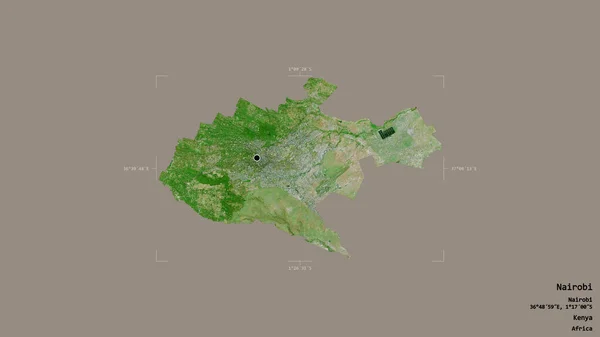 肯尼亚县内罗毕的一个地区 在一个地理参照框的坚实背景下被隔离 卫星图像 3D渲染 — 图库照片
