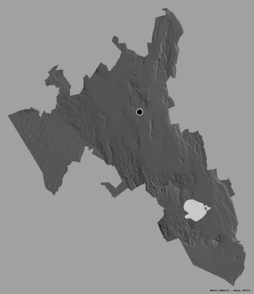 肯尼亚纳库鲁的形状 其首府被隔离在一个坚实的色彩背景上 Bilevel高程图 3D渲染 — 图库照片